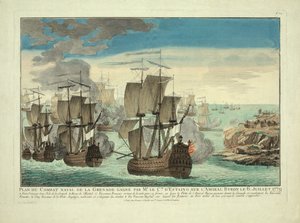 Grenada Naval Combat Plan Voitti Mr. Cte. D"Estaing on Admiral Byron 6. heinäkuuta 1779, pub. 1779 tekijältä French School