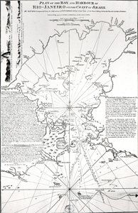 Rio de Janeiron lahden ja sataman suunnitelma Brasilian rannikolla, 1794 tekijältä French School