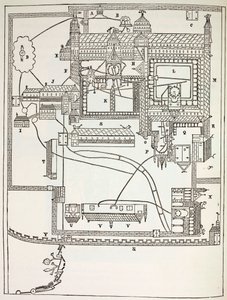 Suunnitelma benediktiiniläisluostarista Canterburyssa 1100-luvulla, Paul Lacroixin sotilas- ja uskonnollinen elämä keskiajalla, julkaistu Lontoossa n. 1880 tekijältä French School