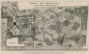 Parc de Monceaun suunnitelma (1718), jonka Carmontelle toteutti Due dOrleansia varten tekijältä French School