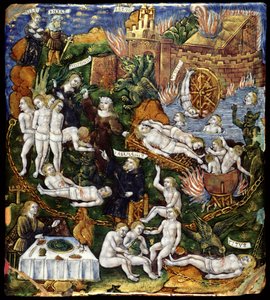 Laatta: Aeneas ja Sybil tuonelassa, n. 1530 (emali ja kulta kuparille). tekijältä French School