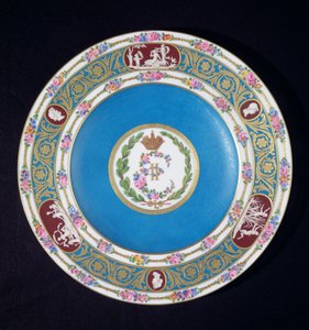 Lautanen Venäjän keisarinna Katariina II:n (1729-96) palveluksesta, Sevres, n. 1779 (posliini)