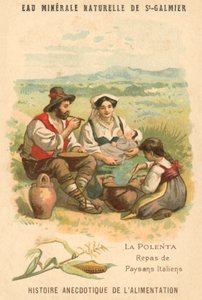 Polenta, italialaisten talonpoikien ateria (chromolitho) tekijältä French School