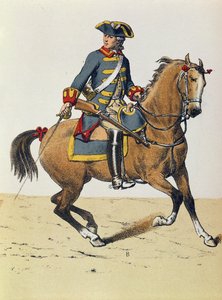 Poliisi n. 1750 hevosen selässä, 1800-luku (värikaiverrus)