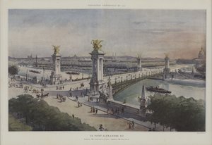 Pont Alexandre III, maailmanlaajuinen näyttely 1900, Pariisi (värilitho) tekijältä French School