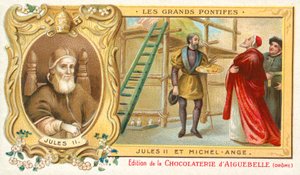 Paavi Julius II Michelangelon kanssa tekijältä French School