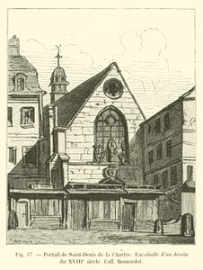 Saint-Denis de la Chartren portaali, faksimile 1700-luvun piirroksesta Coll Bonnardot tekijältä French School
