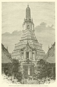 Portaali Wat-Chanin suuresta pagodista, Bangkokissa (kaiverrus) tekijältä French School