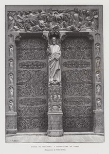 Viimeisen tuomion portaali, Notre Dame de Paris (litho) tekijältä French School