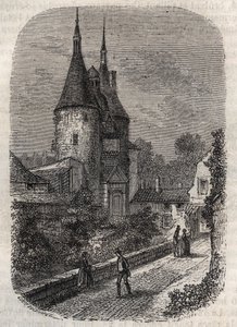 Porte de la Craffe Nancyn jäänne keskiaikaisista linnoituksista, erigee 1300-luvulla vanhankaupungin pohjoispuolella - Victor Duruyn kaiverrus "Histoire de France" tekijältä French School