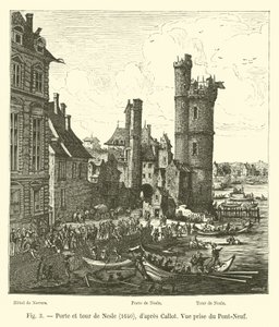 Neslen portti ja torni, 1640, Callotin jälkeen, näkymä Pont-Neufista tekijältä French School