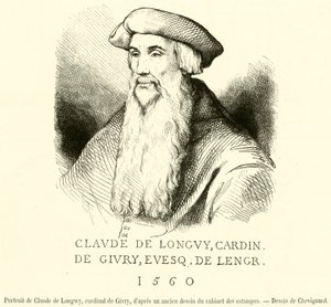 Givryn kardinaalin Claude de Longwyn muotokuva (kaiverrus) tekijältä French School