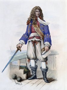 Muotokuva amiraali Anne Hilarion de Costentinista (Cotentin), Tourvillen kreivi (1642-1701) - teoksessa "" Le Plutarque francais"", kirjoittanut Mennechet, Pariisi tekijältä French School