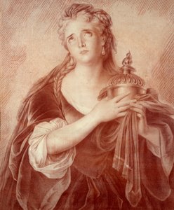Adrienne Lecouvreurin (1692-1730), ranskalaisen dramaattisen taiteilijan muotokuva. Piirustus Philippe De Saint Albin tekijältä French School