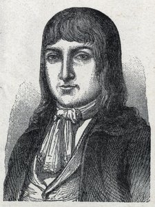 Muotokuva amatööri Jerome Le Bras des Forgesista, Boishardyn ritari (Bois hardy tai Bois-Hardy), Ranskan vallankumouksen keittiömestari chouan (1762-1795) Kaiverrus vuodelta 1889. Yksityinen kokoelma. tekijältä French School