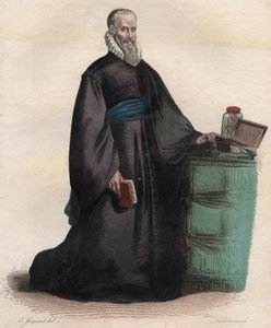 Ranskalaisen kirurgin Ambroise Paren (1509-1590) muotokuva. tekijältä French School