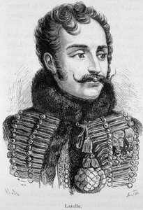 Muotokuva Antoine Charles Louisista, Lasallen kreivi, ranskalainen kenraali (1777 - 1809), kuoli Wagramin taistelussa - Henri Martinin "" L