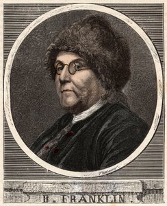 BENJAMIN FRANKLININ (1706-1790) muotokuva amerikkalainen kirjailija, kustantaja, tiedemies, keksijä, valtiomies ja diplomaatti - Benjamin Franklinin (1706-1790), yhdysvaltalaisen fyysikon, filosofin ja poliitikon muotokuva - Kaiverrus "" Tiedeiden ulottuvi tekijältä French School