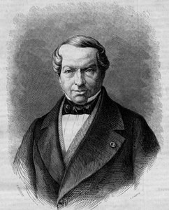 Paroni James de Rothschildin (1792-1868), saksalaisen pankkiirin muotokuva. Kaiverrus "" Le Monde Illustré" -julkaisussa nro 298, 27. joulukuuta 1862. tekijältä French School