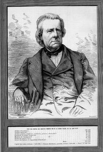 Paroni Taylorin (Isidore Justin Severin Taylor) (1789-1879), ranskalaisen näytelmäkirjailijan ja hyväntekijän muotokuva. Kaiverrus "" Le Monde Illustré" -julkaisussa nro 1172, 13. syyskuuta 1879. tekijältä French School