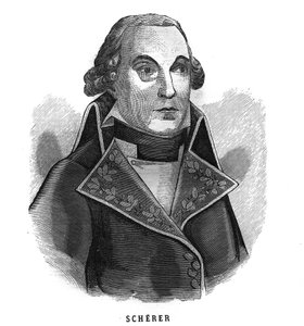 Sotaministerin Barthelemy Louis Joseph Schererin (1747-1804) muotokuva. Kaiverrus "Les Illustrations De L