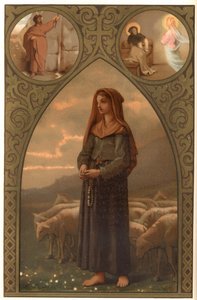 Portrait of Bernadette Soubirous (1844-1879), paimentar Lourdesissa, Hautes Pyrenees (65) tekijältä French School