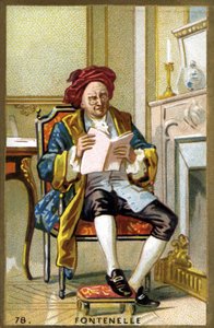 Fontenellen (1657-1757) muotokuva Bernard Le Bouyerista (Le Bovier). 1800-luvun lopun kromolitografia. tekijältä French School