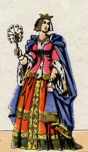 Luxemburgilaisen Bonnen (1315-1349), ranskalaisen Johannes II:n vaimon muotokuva. tekijältä French School