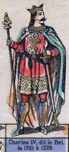 Kaarle IV:n muotokuva, joka tunnetaan nimellä Kaarle Bel (1294-1328) (Kapetsialaisten dynastia). Kuvitus 1800-luvun lopulla. tekijältä French School