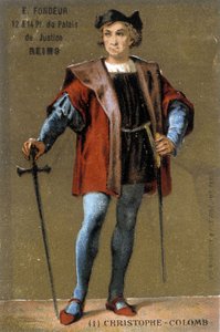 Kristoffer Kolumbuksen muotokuva. 1800-luvun kromolitografia tekijältä French School