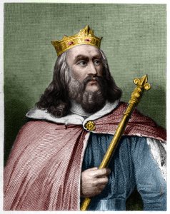 Clotaire (Clothaire) II (584 - 628), Neutrian kuninkaan ja frangien kuninkaan muotokuva - Lavalleen "" Histoire des Francais" -kirjassa, kaiverrus, sd. tekijältä French School