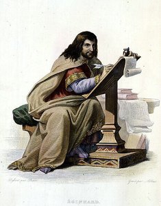 Muotokuva Eginhardista (Einhard, Einhart, Einard, 775-840), frangin kolumnisti - elokuvassa "" Le Plutarque francais "", toim. Mennechet tekijältä French School
