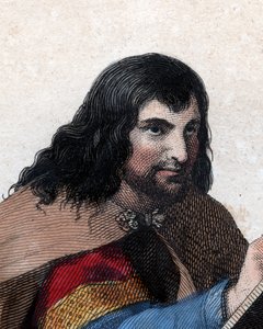 Muotokuva Einhardista (Eginhard, Einhart, Einard, Einhard) (775-840), frankkilaistutkijasta ja hoviherrasta. tekijältä French School
