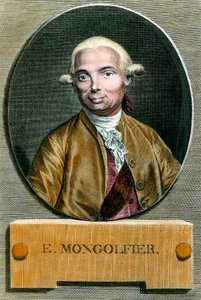 Kuumailmapallon keksijän Etienne de Montgolfierin (1745 - 1799) muotokuva. Kaiverrus 1700-luvulta. Yksityinen kokoelma. tekijältä French School