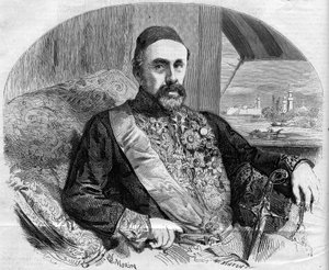 Fouad (Fuad) Pashan (1815-1869), turkkilaisen poliitikon ja suurlähettilään muotokuva. Morinin kaiverrus teoksessa "The Illustrous World" nro 65, 10. heinäkuuta tekijältä French School