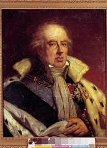Muotokuva Francois - Alexandre - Fredericistä, Duc de la Rochefoucauld Liancourt, taloustieteilijä (1747 - 1837), edustettuna Pair de Francen asussa restauroinnin aikana (h s/t 0,72 x 0,57). Versailles. Muse du Chateau. tekijältä French School