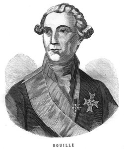 Muotokuva Francois Claude Amourista, markiisi de Bouillesta (1739-1800), ranskalaisesta kenraalista. Kaiverrus "Les Illustrations De L