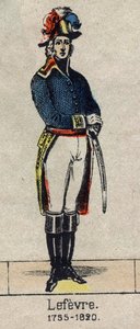 Muotokuva Francois Joseph Lefebvrestä (1755-1820), Dantzigin ja valtakunnan herttuasta, Ranskan parista, sitten paronista ja Ranskan parista Marechalista. Kuva Epinalista 1800-luvun lopulta. tekijältä French School