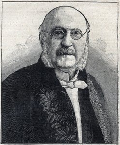 Muotokuva Francois Jules Suisse dit Jules Simonista (1814-1896), ranskalaisesta filosofista ja valtiomiehestä, elokuvassa "Le Petit Parisien" tekijältä French School