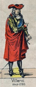 Francois de Neufvillen muotokuva, Villeroin herttua, Ranskan Marechal (1644-1730). Kuva Epinalista 1800-luvun lopulta. tekijältä French School