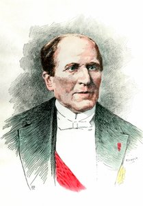 Muotokuva Georges Eugene Haussmannista, jota kutsuttiin paroni Haussmanniksi (1809 - 1891), Seinen prefetiksi toisen imperiumin aikana. Kaiverrus 1800-luvulta. Yksityinen kokoelma. tekijältä French School