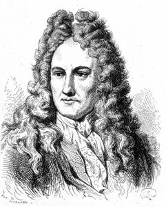 Muotokuva Gottfried Wilhelm von Leibnizistä (1646 - 1716), saksalaisesta filosofista ja tutkijasta - "" Tiedealbumissa; maineikkaat tutkijat; Suuria löytöjä””” 1896. tekijältä French School