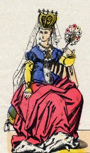 Ranskalaisen Kaarle VI:n vaimon Isabeau (Isabelle, Elisabeth) de Bavieren (1371-1435) muotokuva. (Kapetian dynastia). tekijältä French School