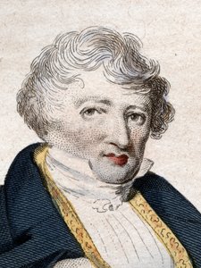 Muotokuva Jean Leopold Nicolas Frederic Cuvierista, joka tunnetaan nimellä Georges Cuvier (1769-1832), ranskalainen luonnontieteilijä ja eläintieteilijä. tekijältä French School