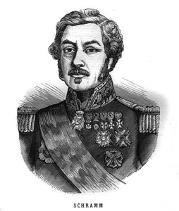 Jean Paul Adam Schrammin (1789-1884) ranskalaisen kenraalin muotokuva. Kaiverrus "Les Illustrations De L