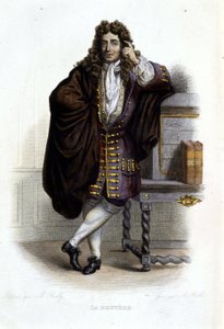 Muotokuva Jean de La Bruyeresta, ranskalaisesta kirjailijasta ja moralistista (1645-1696), Ed. Mennechet, "" Le Plutarque francais"" tekijältä French School