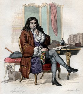 Jean de La Fontainen (Lafontaine) (1621-1695), ranskalaisen fabulistin ja runoilijan muotokuva. tekijältä French School