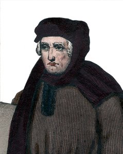 Muotokuva John Froissartista (1337-1404), ranskalaisesta keskiaikaisen Ranskan kronikoista. tekijältä French School