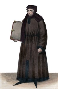 Muotokuva John Froissartista (1337-1404), ranskalaisesta keskiaikaisen Ranskan kronikoista. tekijältä French School