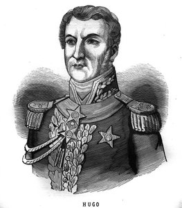 Muotokuva Joseph Leopoldesta Sigisbert Hugosta (1773-1828), ensimmäisen imperiumin kenraalista, Victor Hugon isästä. Kaiverrus "Les Illustrations De L